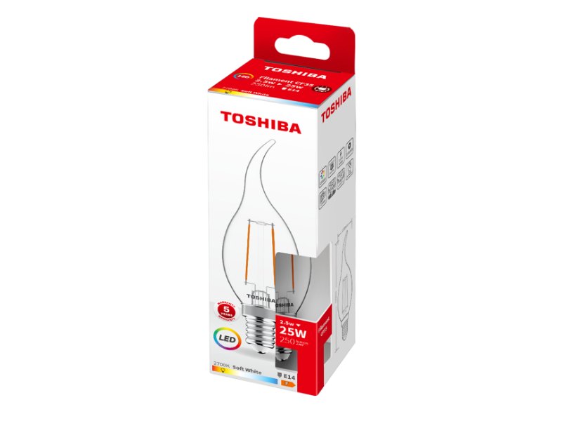 TOSHIBA LED FILAMENT CF35 E14 2.5W 2700K