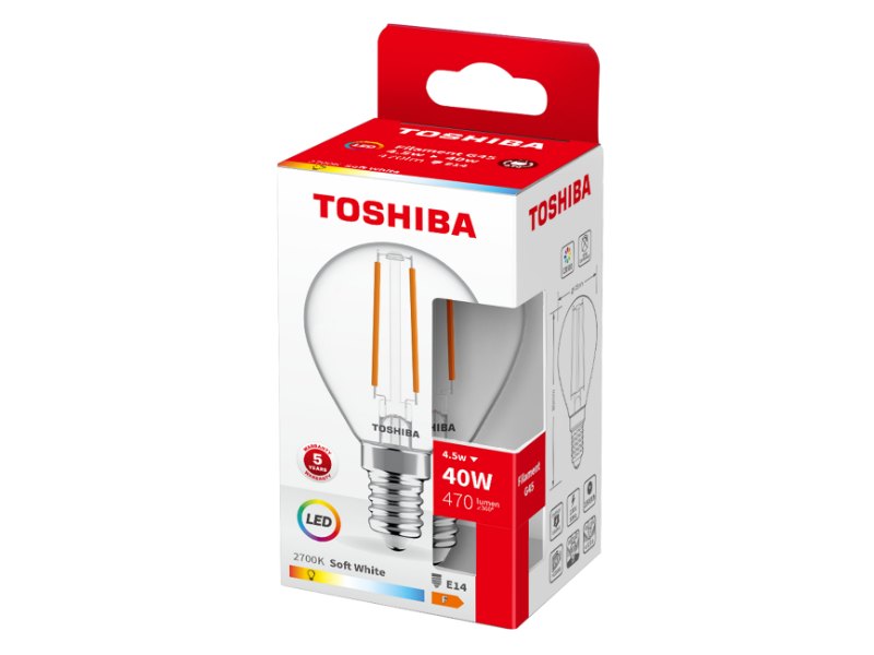 TOSHIBA LED FILAMENT G45 E14 4.5W 2700K