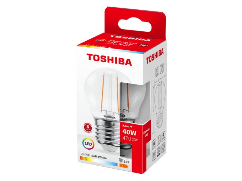 TOSHIBA LED FILAMENT G45 E27 4.5W 2700K