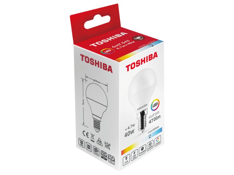 TOSHIBA LED G45 E14 4.7W 6500K