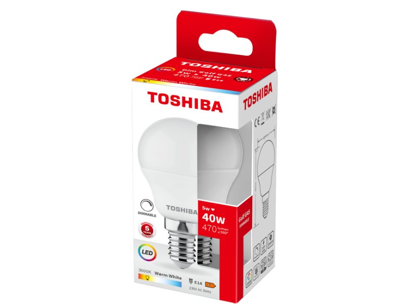 TOSHIBA LED G45 E14 5W 3000K DIMMABLE