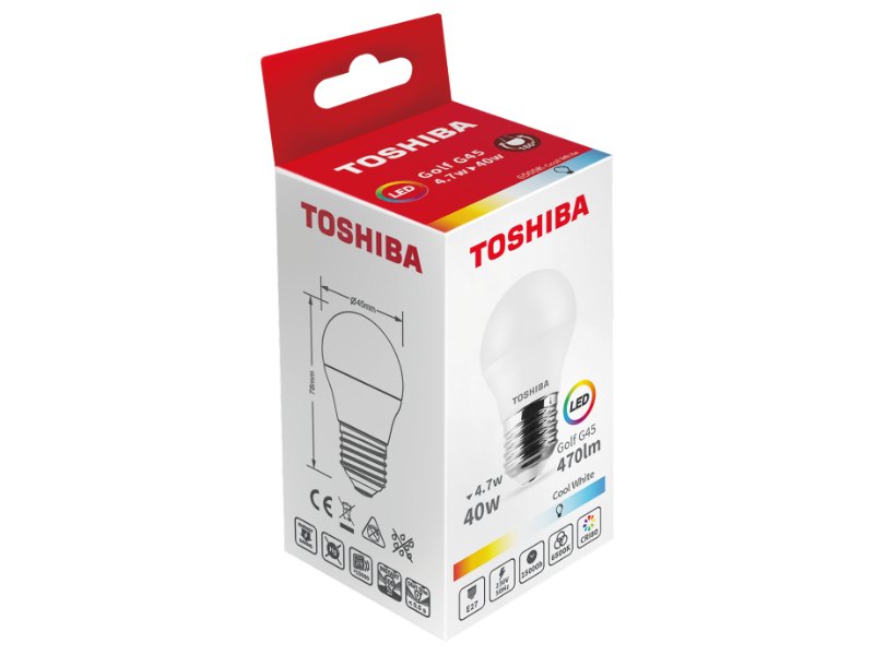 TOSHIBA LED G45 E27 4.7W 6500K