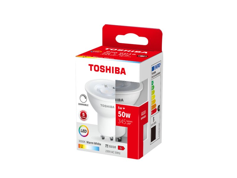 TOSHIBA LED GU10 5W 3000K DIMMABLE