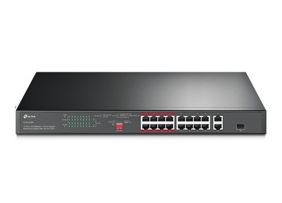 Tp-Link 16-Port 10/100 Mbps + 2-Port Gigabit Rackmount Switch with 16- Port PoE+ (TL-SL1218P)