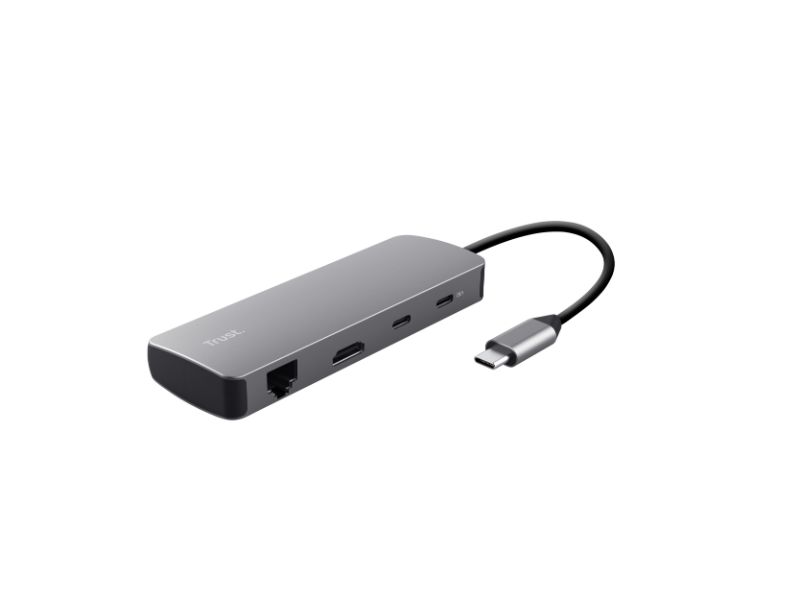 Trust adapter USB-C DALYX 8-IN-1 / 2 C - 2 USB - 1 HDMI - 1 Ether. 1 Reader 25672